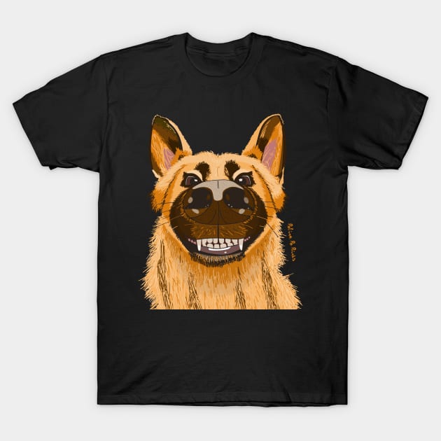 Smiley Dog. German Shepherd. T-Shirt by PolinaPo